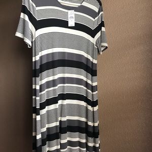 Loft dress black cream gray stripe size XS
